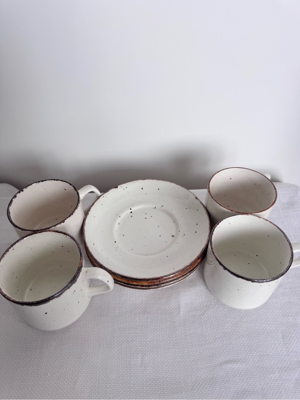 Set of 5 J&G Meakin "Lifestyle" Pattern Cups and Saucers - Discontinued